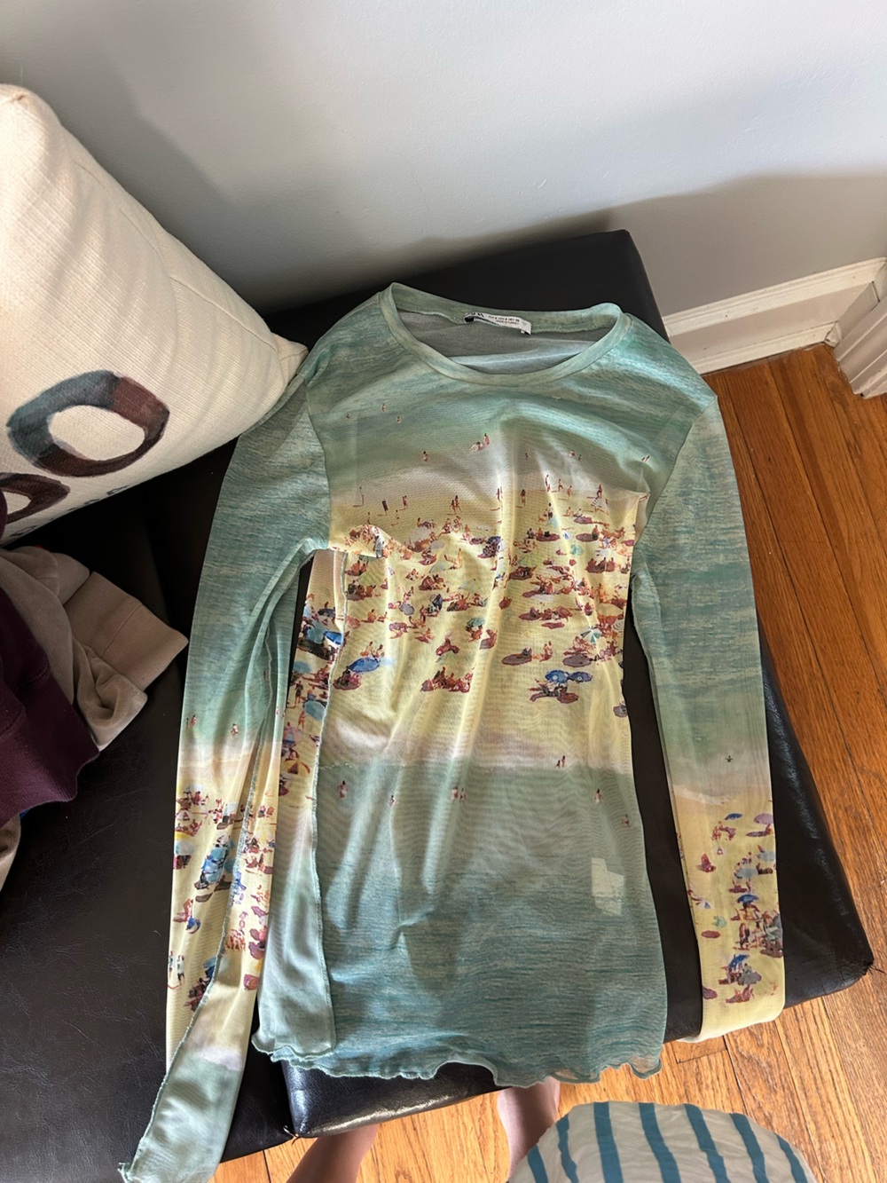 Zara Mint Green Sheer Knit Top